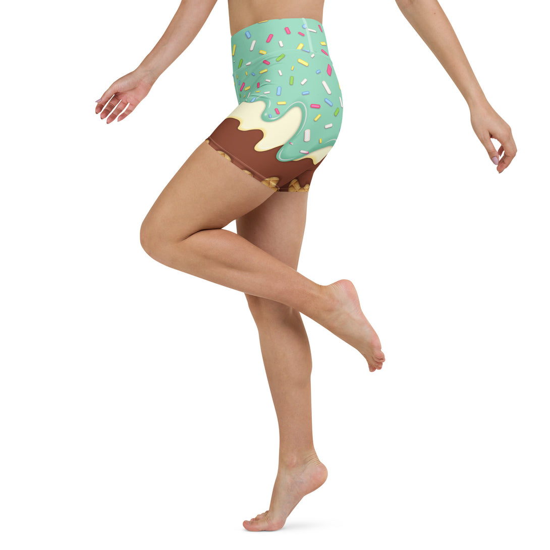 Dripping Ice Cream Drizzle Pop Yoga Shorts