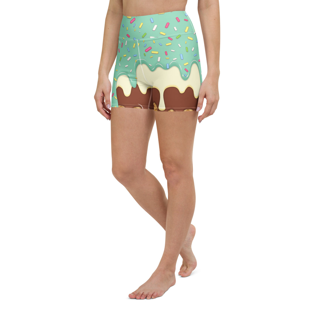 Dripping Ice Cream Drizzle Pop Yoga Shorts