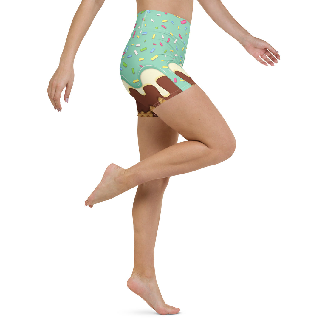 Dripping Ice Cream Drizzle Pop Yoga Shorts