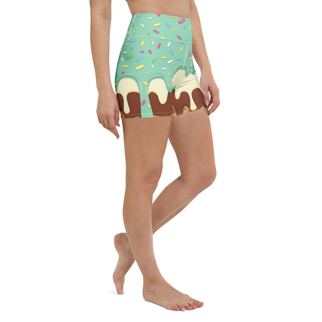 Dripping Ice Cream Drizzle Pop Yoga Shorts