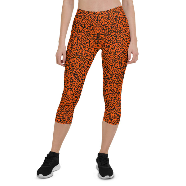 Dusky Crackle Pattern Capri Leggings