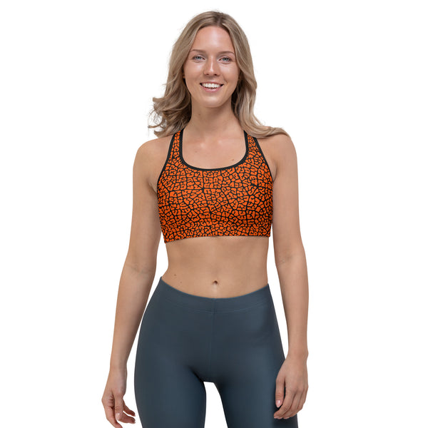 Dusky Crackle Pattern Sports Bra