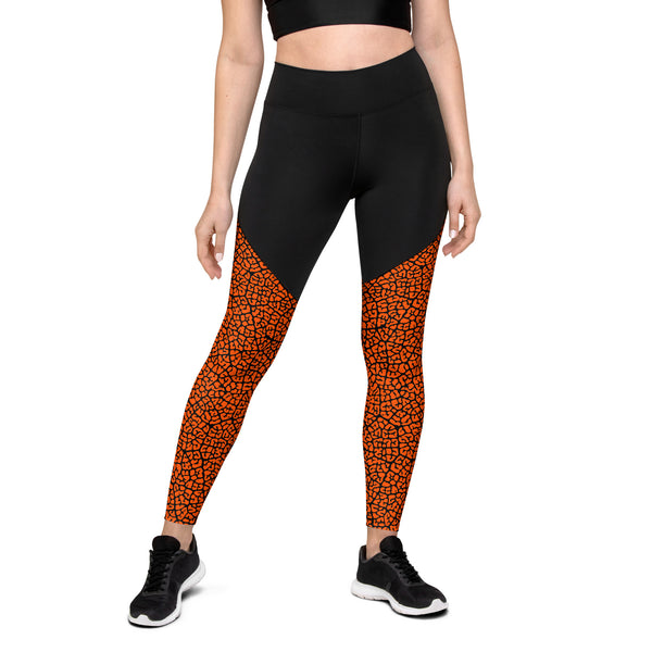 Dusky Crackle Pattern Sports Leggings