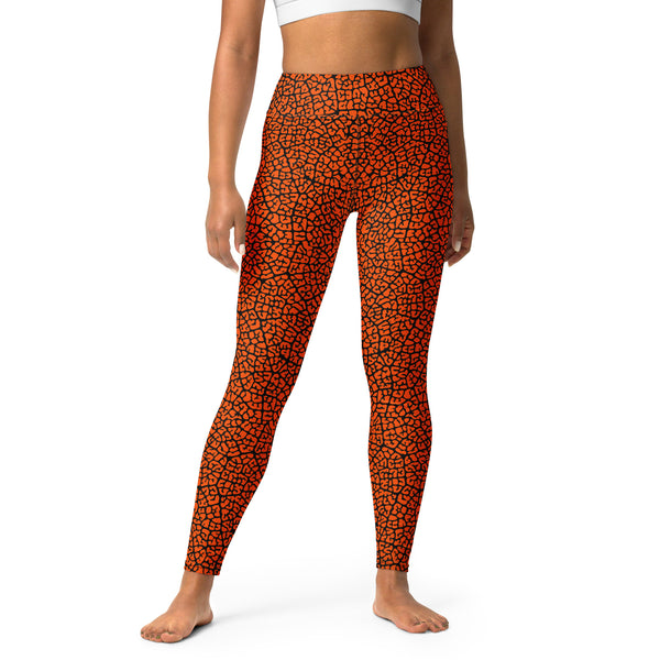 Dusky Crackle Pattern Yoga Leggings