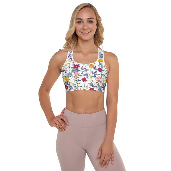 Garden Floral Patterned Padded Sports Bra