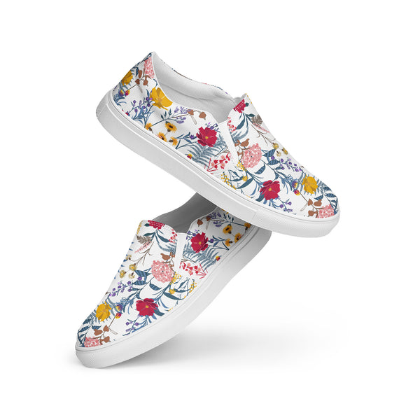 Garden Floral Patterned Slip-On Canvas Shoes