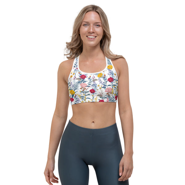 Garden Floral Patterned Sports Bra