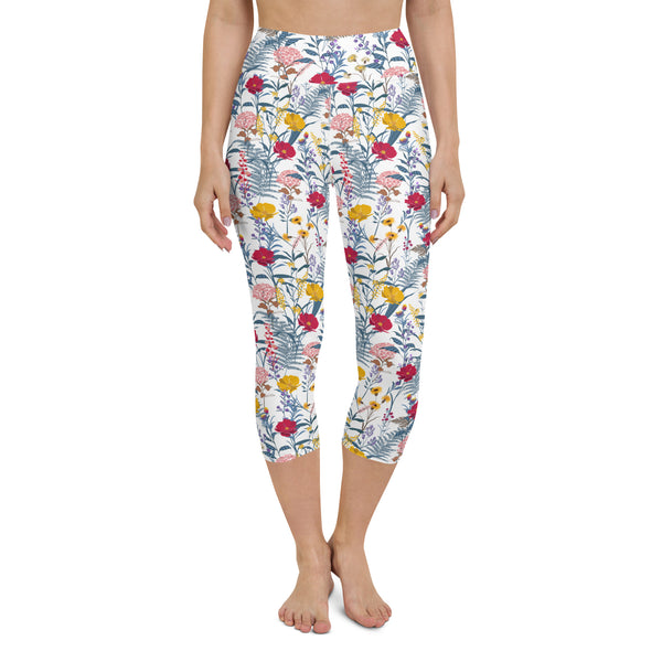 Garden Floral Patterned Yoga Capri Leggings