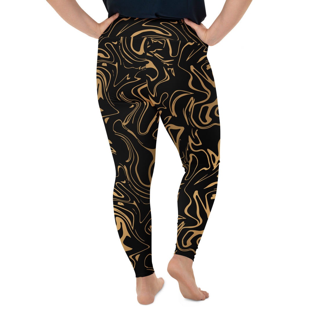 Golden Mirage Liquid Marble Plus Size Leggings