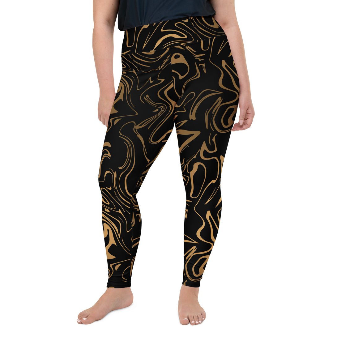 Golden Mirage Liquid Marble Plus Size Leggings