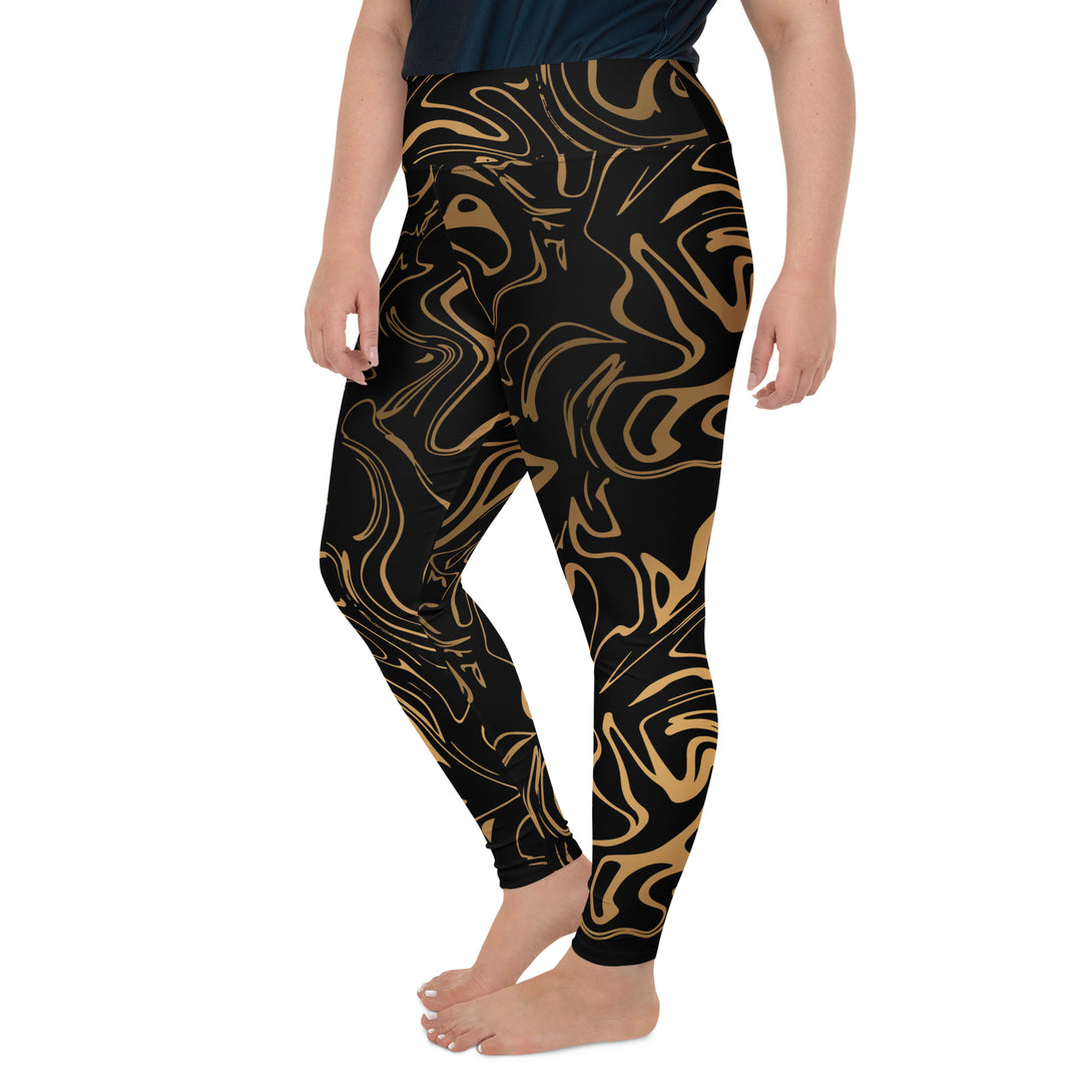 Golden Mirage Liquid Marble Plus Size Leggings