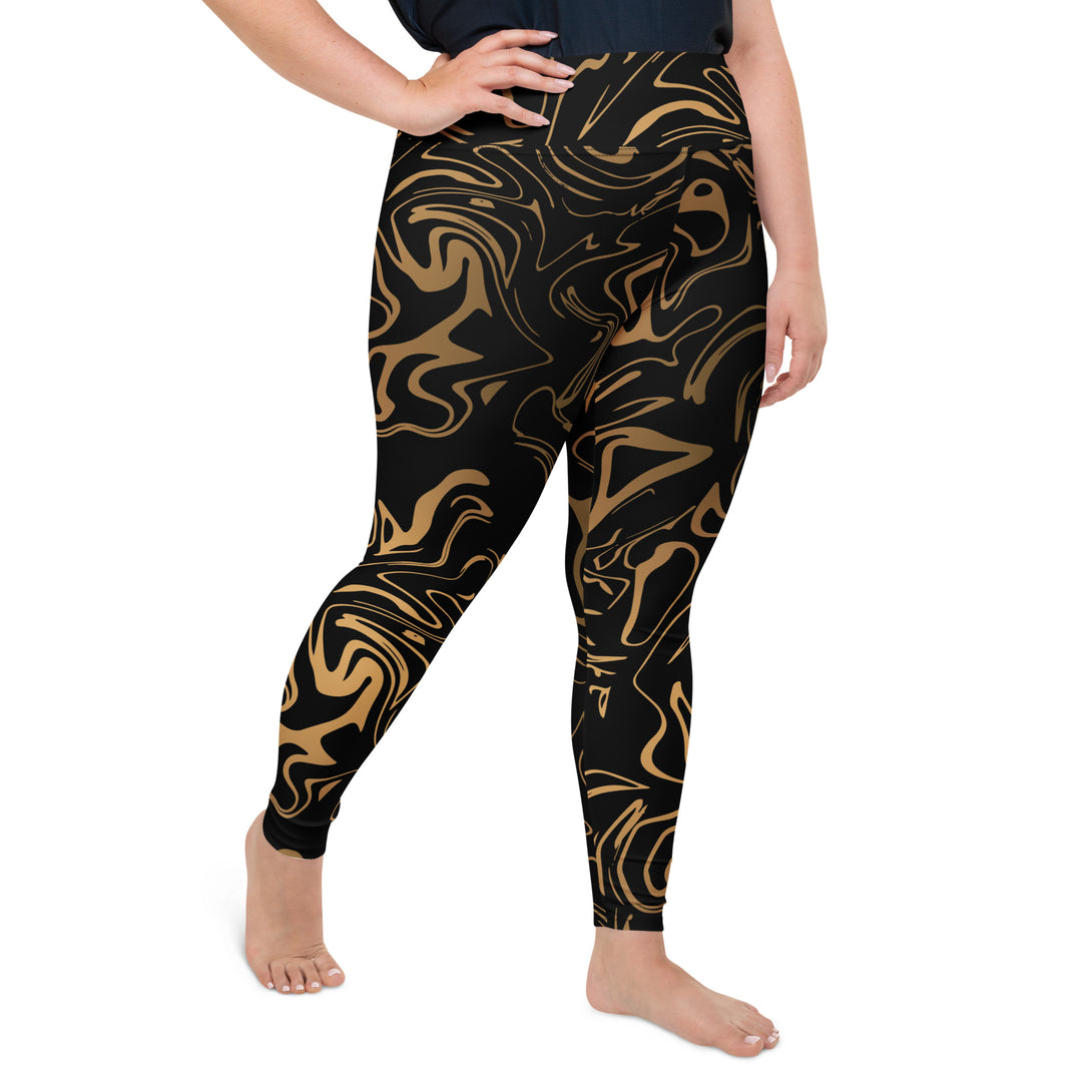 Golden Mirage Liquid Marble Plus Size Leggings
