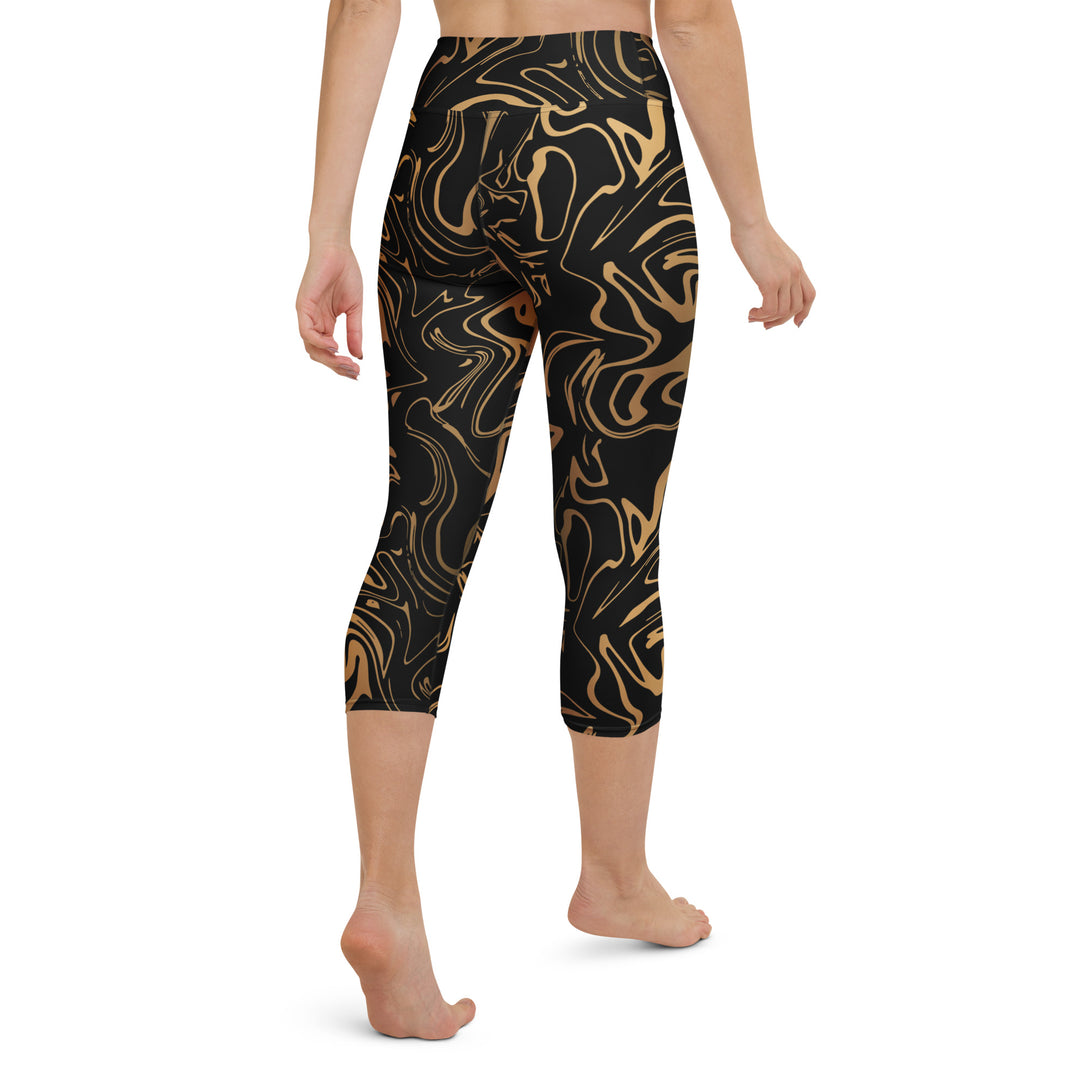 Golden Mirage Liquid Marble Yoga Capris