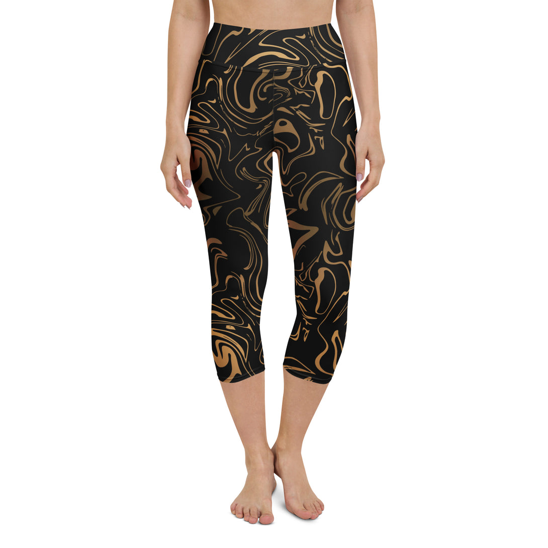 Golden Mirage Liquid Marble Yoga Capris