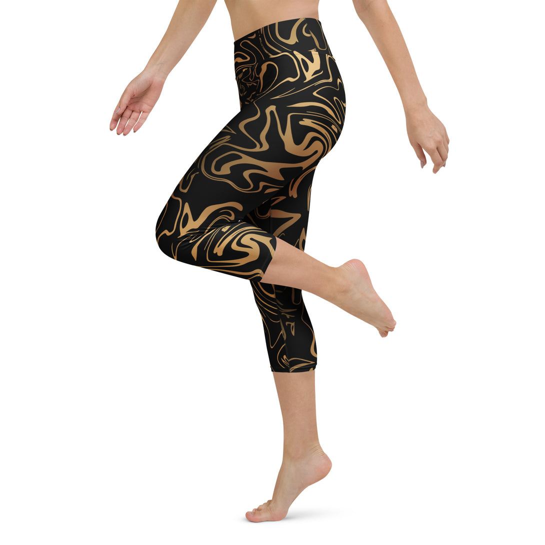 Golden Mirage Liquid Marble Yoga Capris