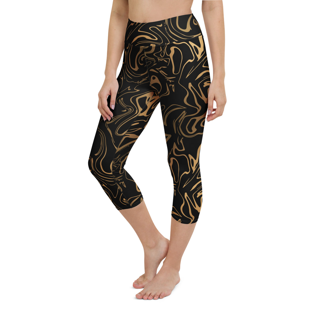 Golden Mirage Liquid Marble Yoga Capris