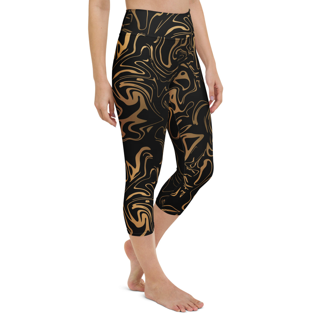 Golden Mirage Liquid Marble Yoga Capris