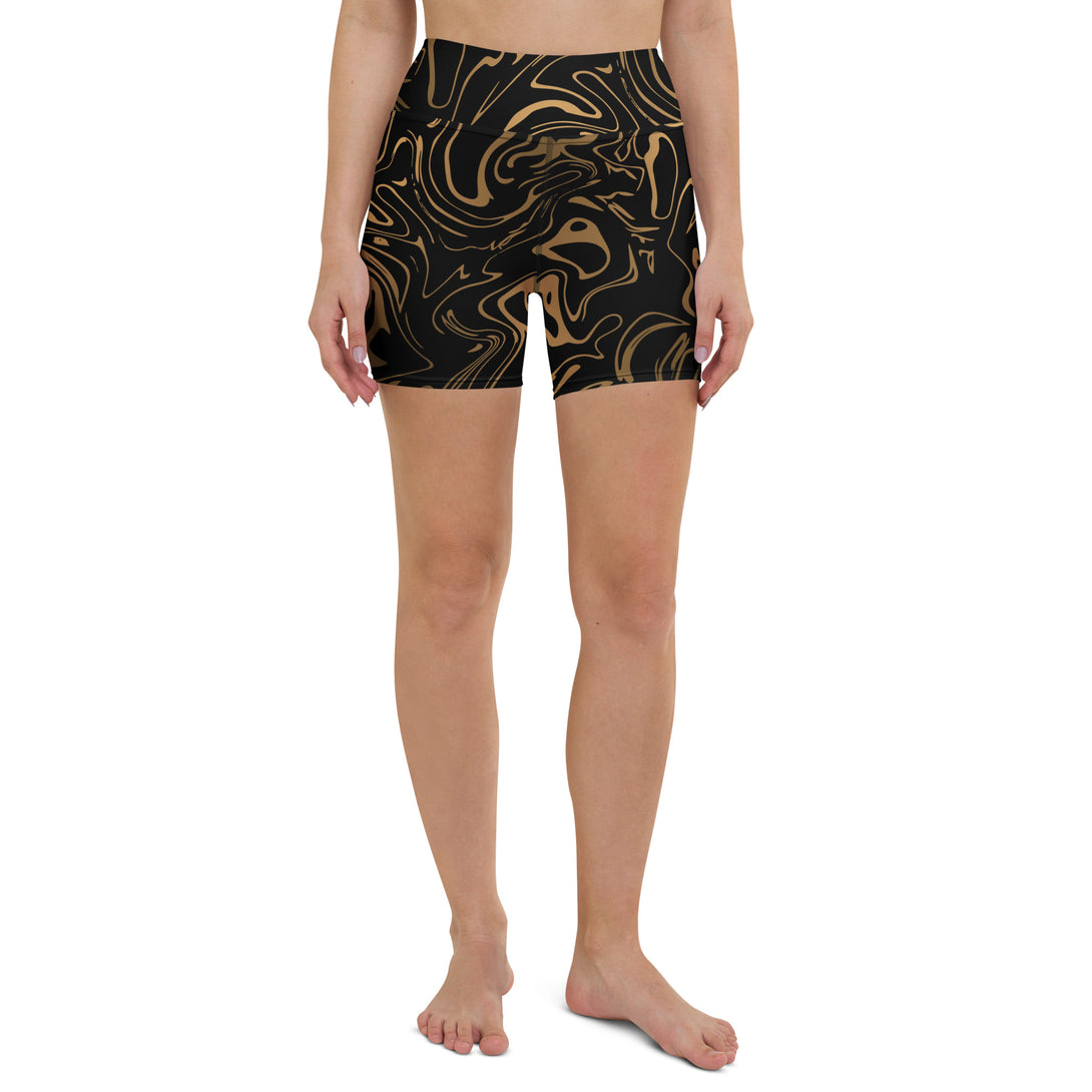 Golden Mirage Liquid Marble Yoga Shorts