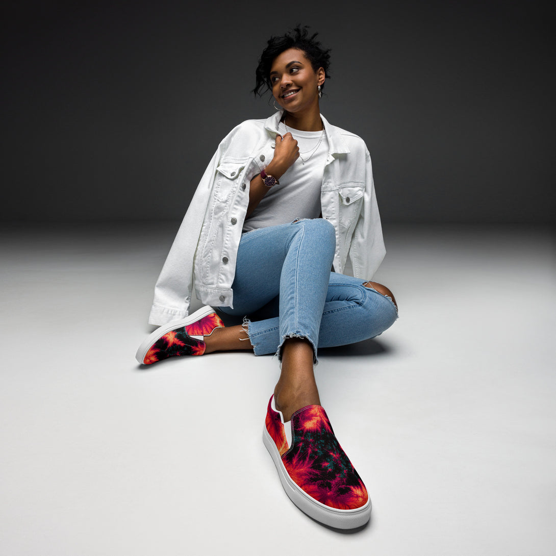 Inferno Burst Slip-On Canvas Shoes