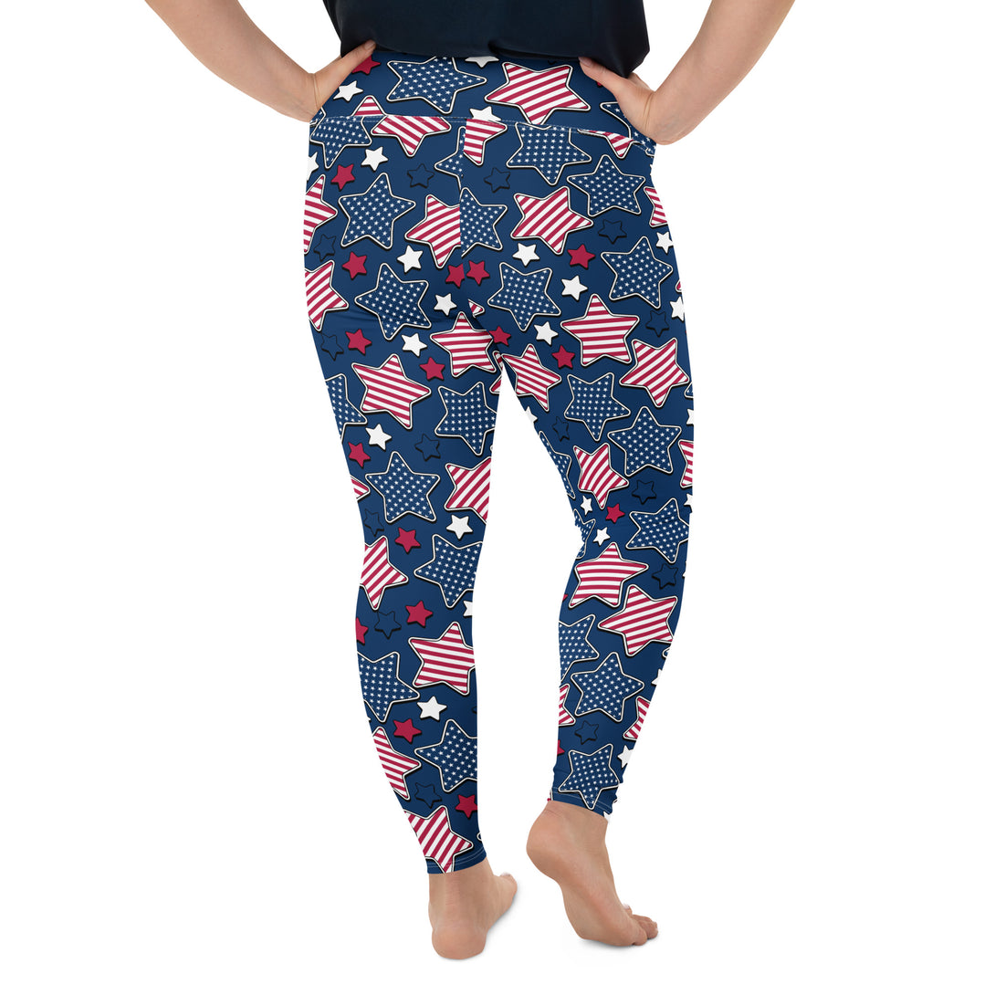Liberty Stars Print Plus Size Leggings