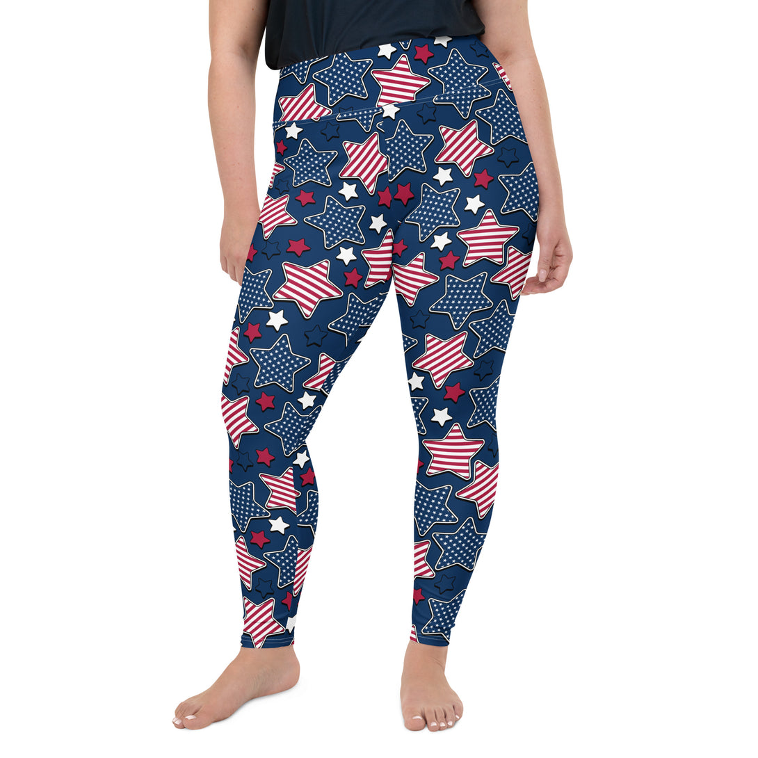 Liberty Stars Print Plus Size Leggings