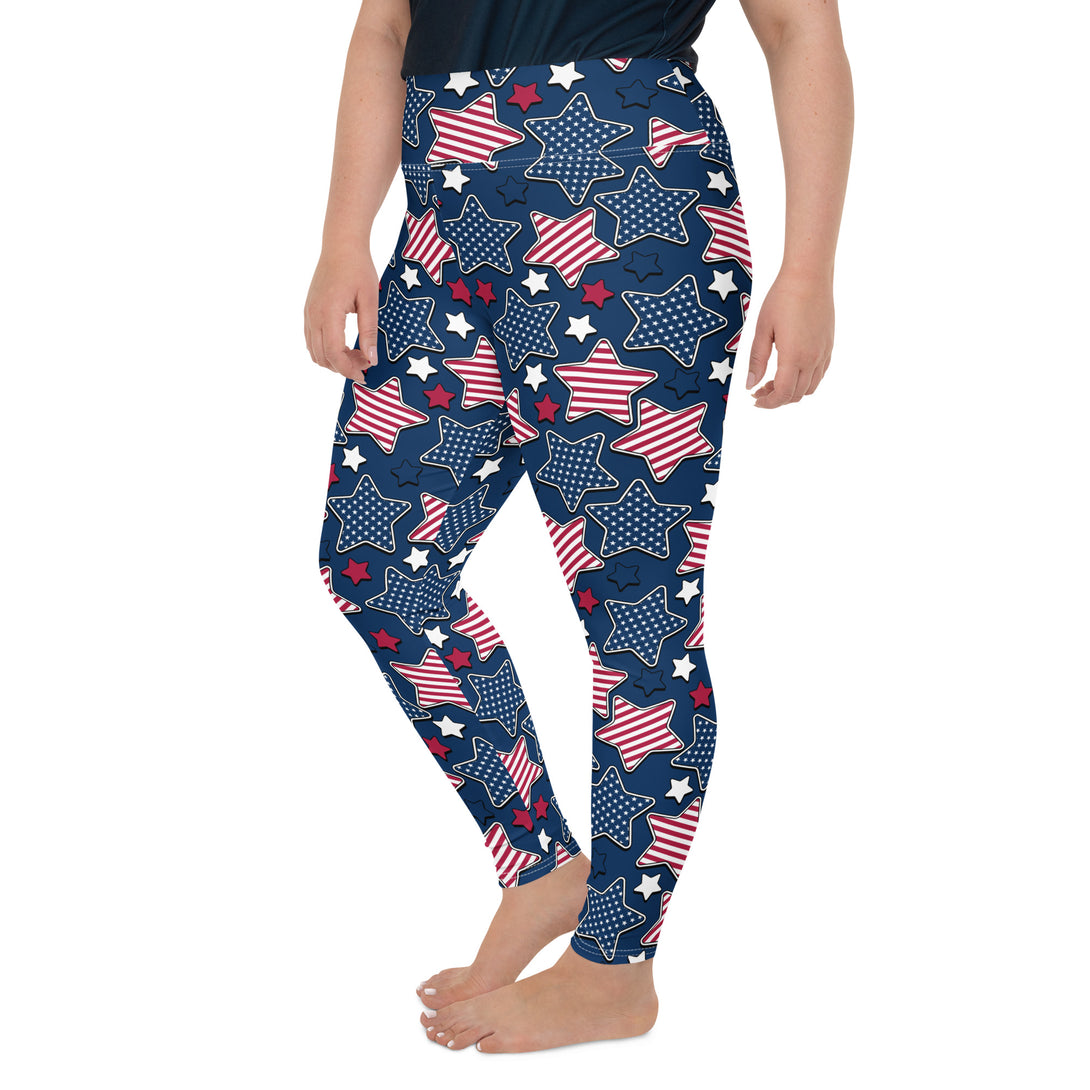 Liberty Stars Print Plus Size Leggings