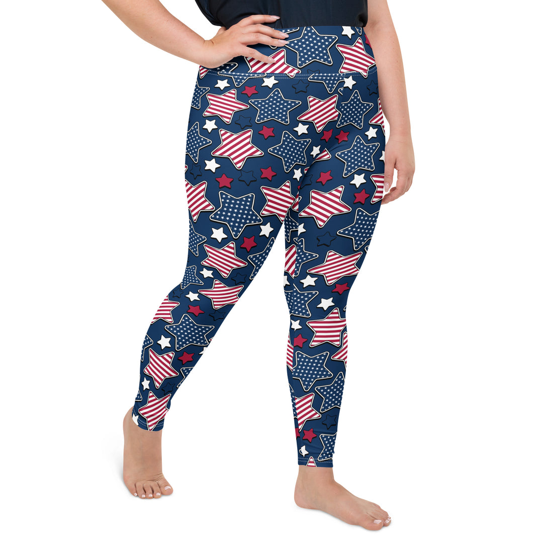 Liberty Stars Print Plus Size Leggings
