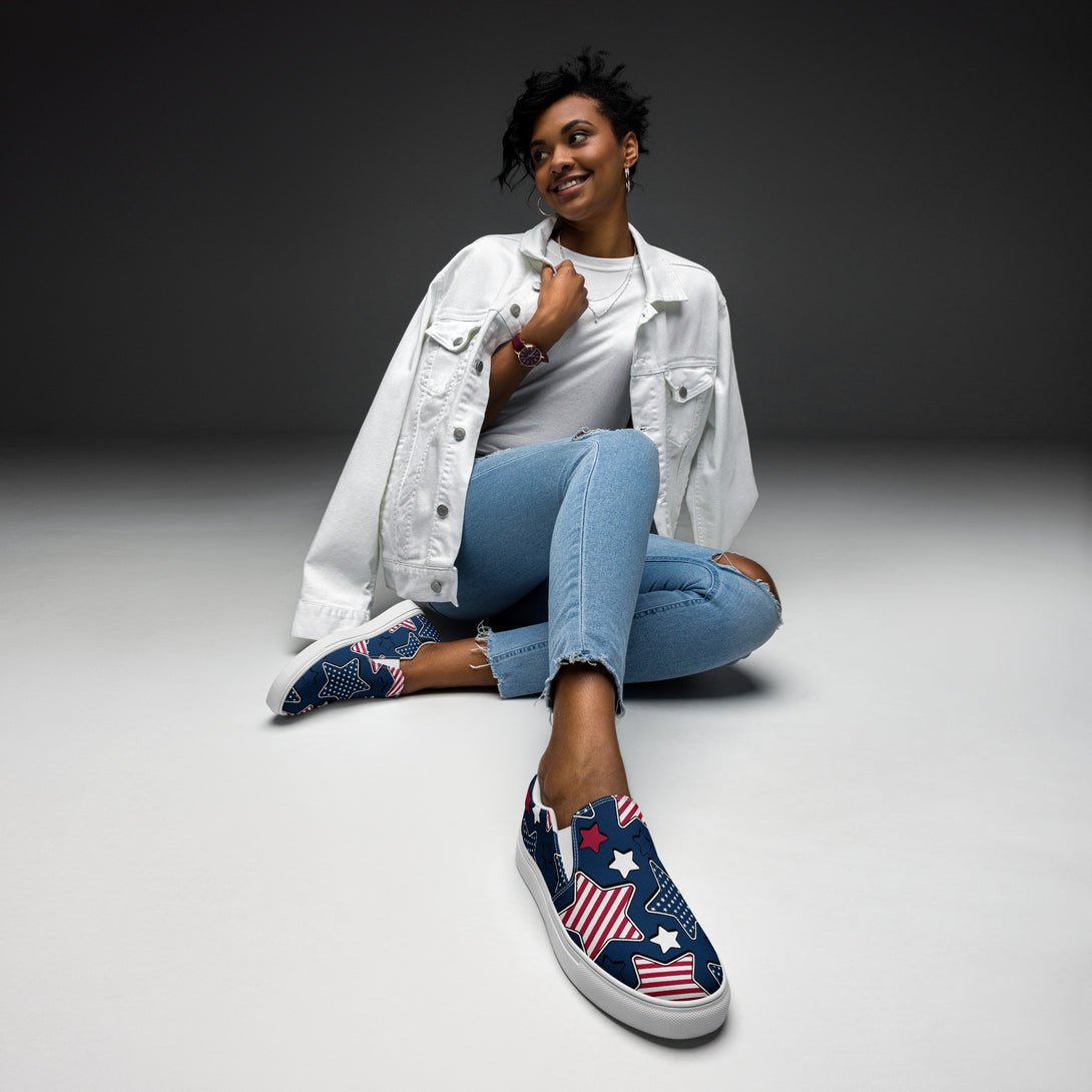 Liberty Stars Print Slip-On Canvas Shoes