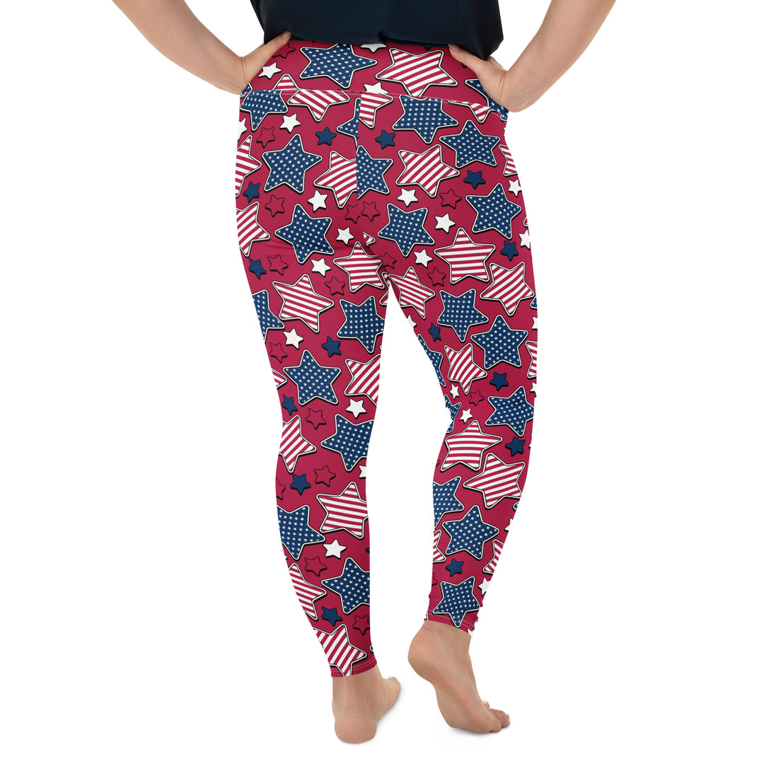 Liberty Stars Print Plus Size Leggings