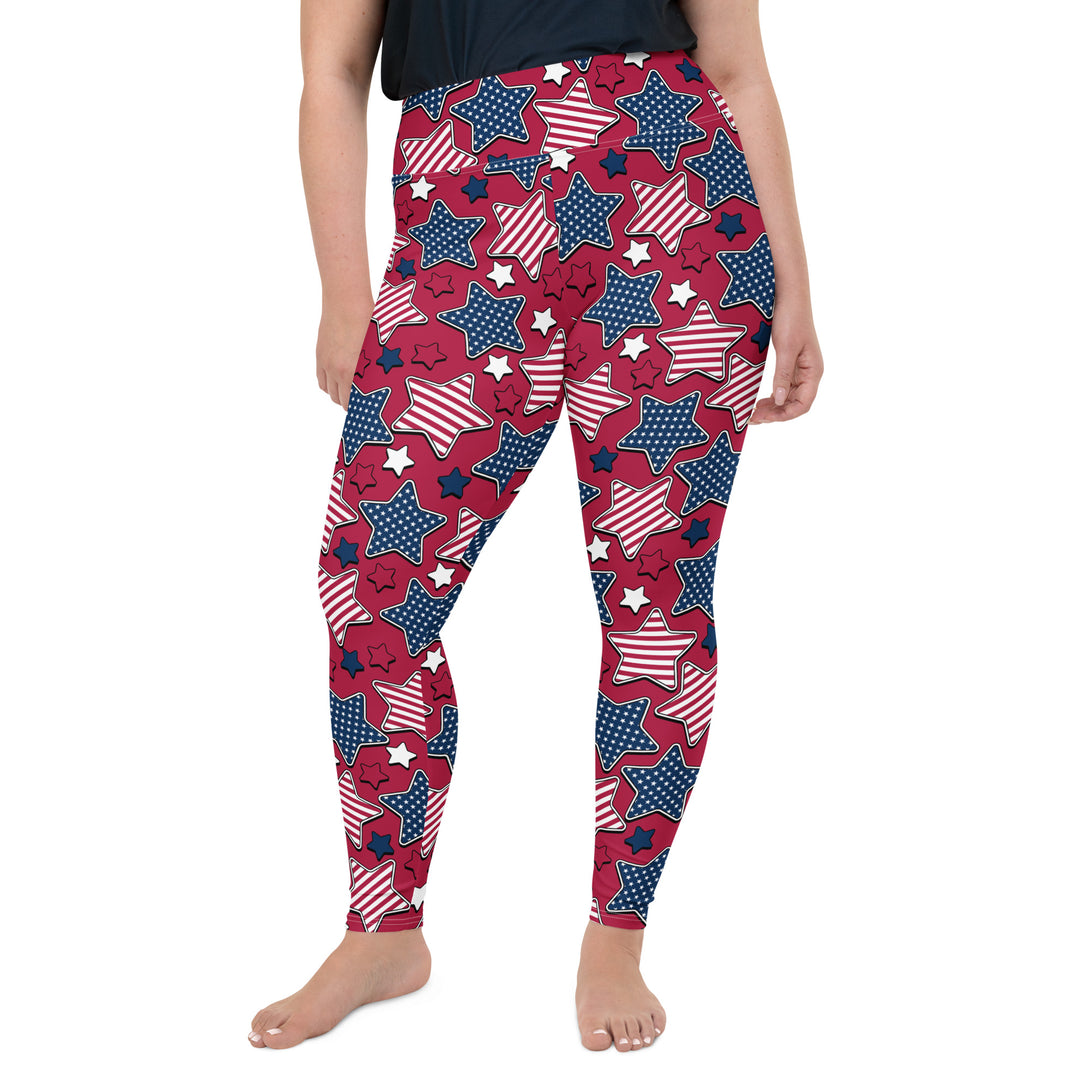 Liberty Stars Print Plus Size Leggings