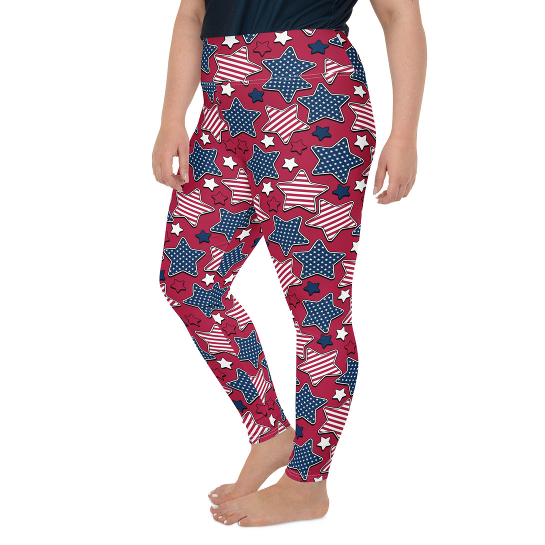 Liberty Stars Print Plus Size Leggings