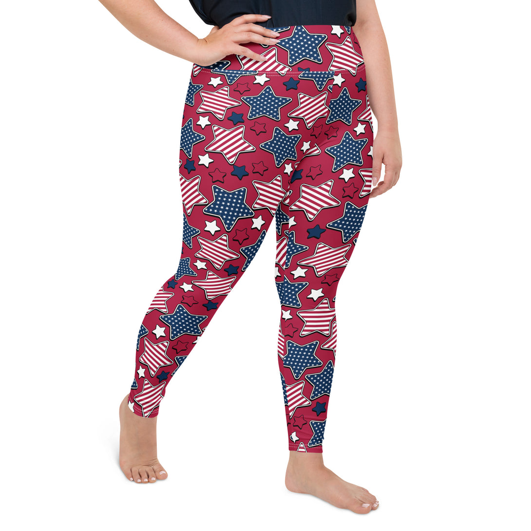 Liberty Stars Print Plus Size Leggings