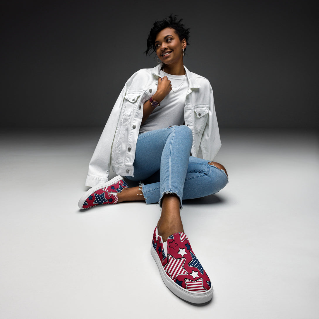 Liberty Stars Print Slip-On Canvas Shoes
