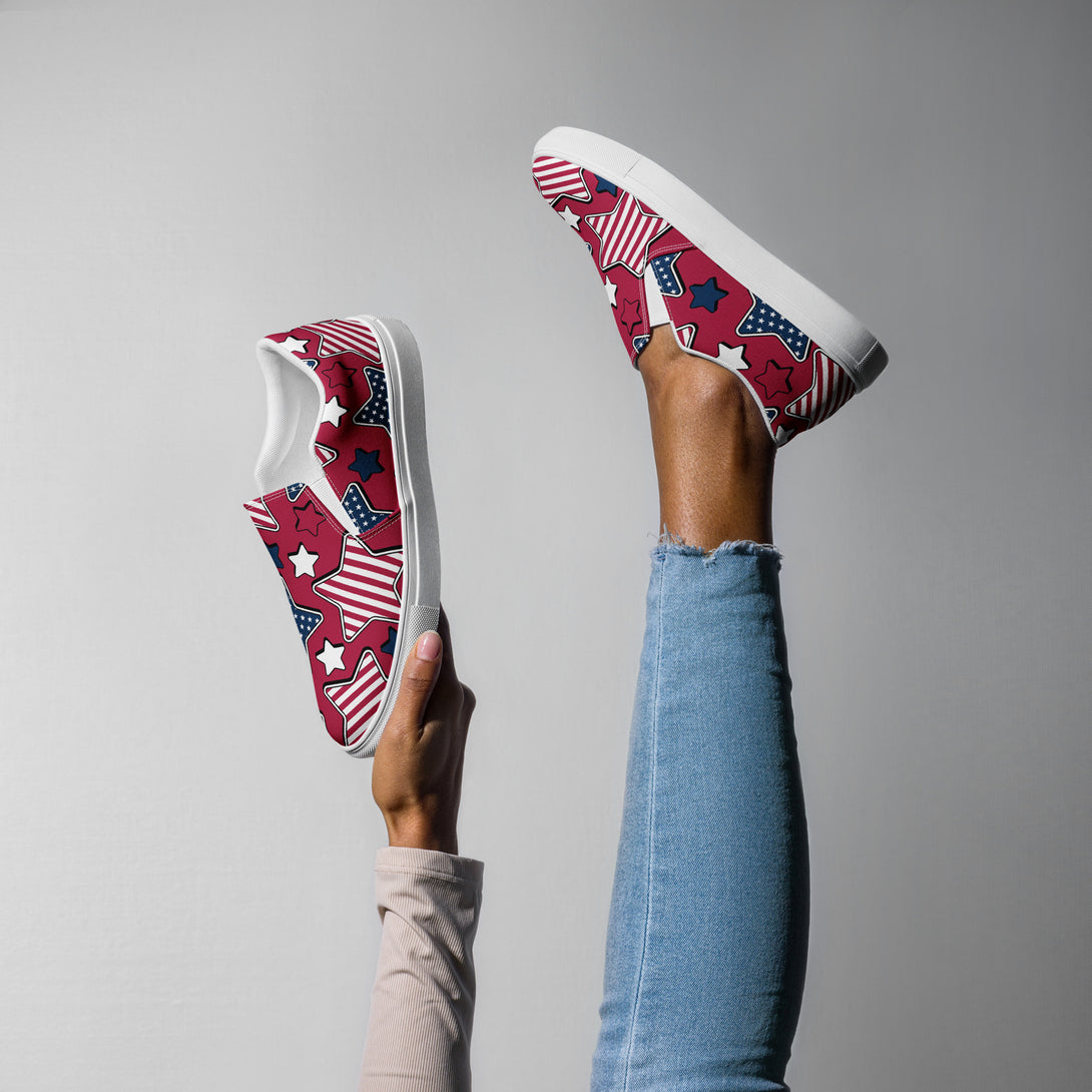 Liberty Stars Print Slip-On Canvas Shoes