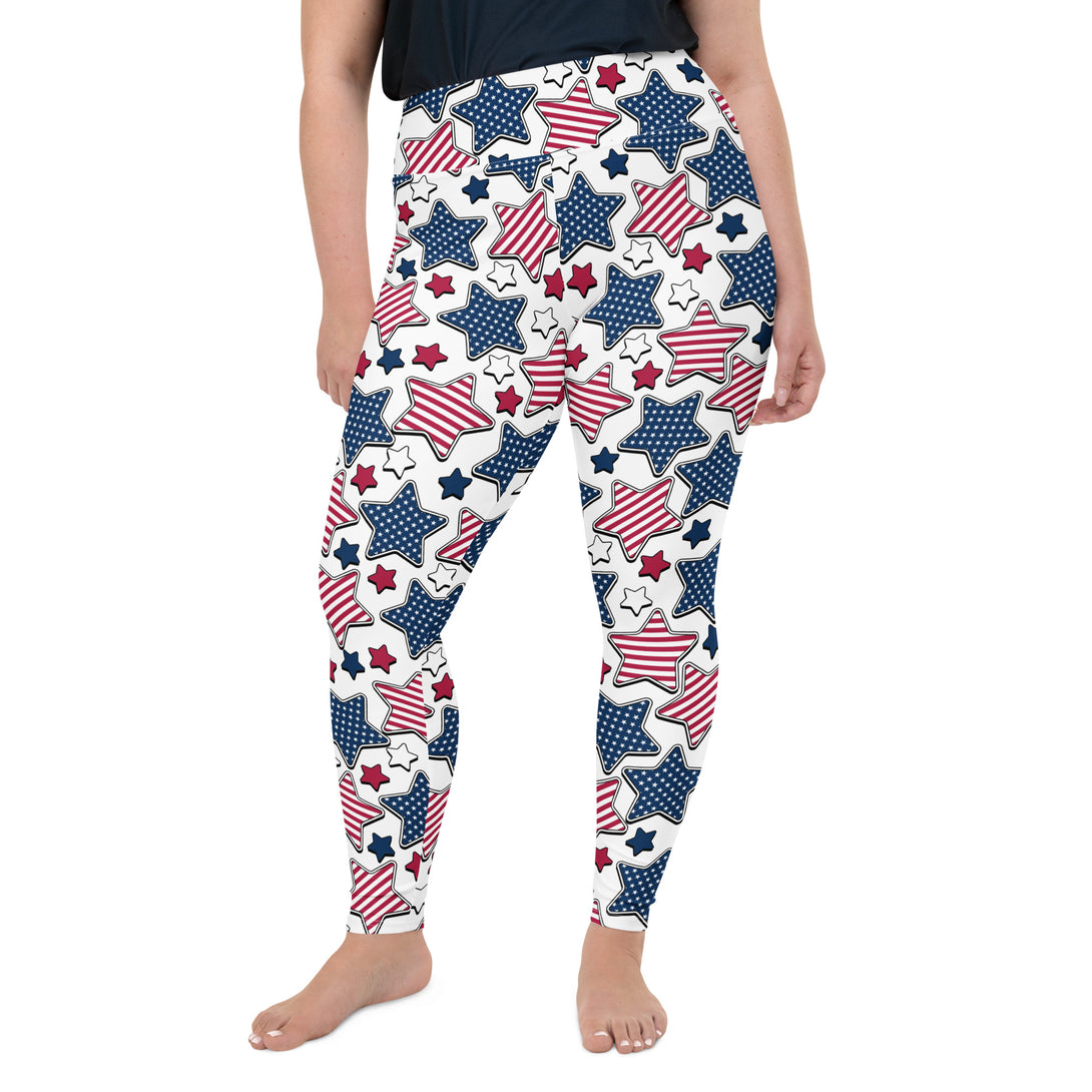 Liberty Stars Print Plus Size Leggings