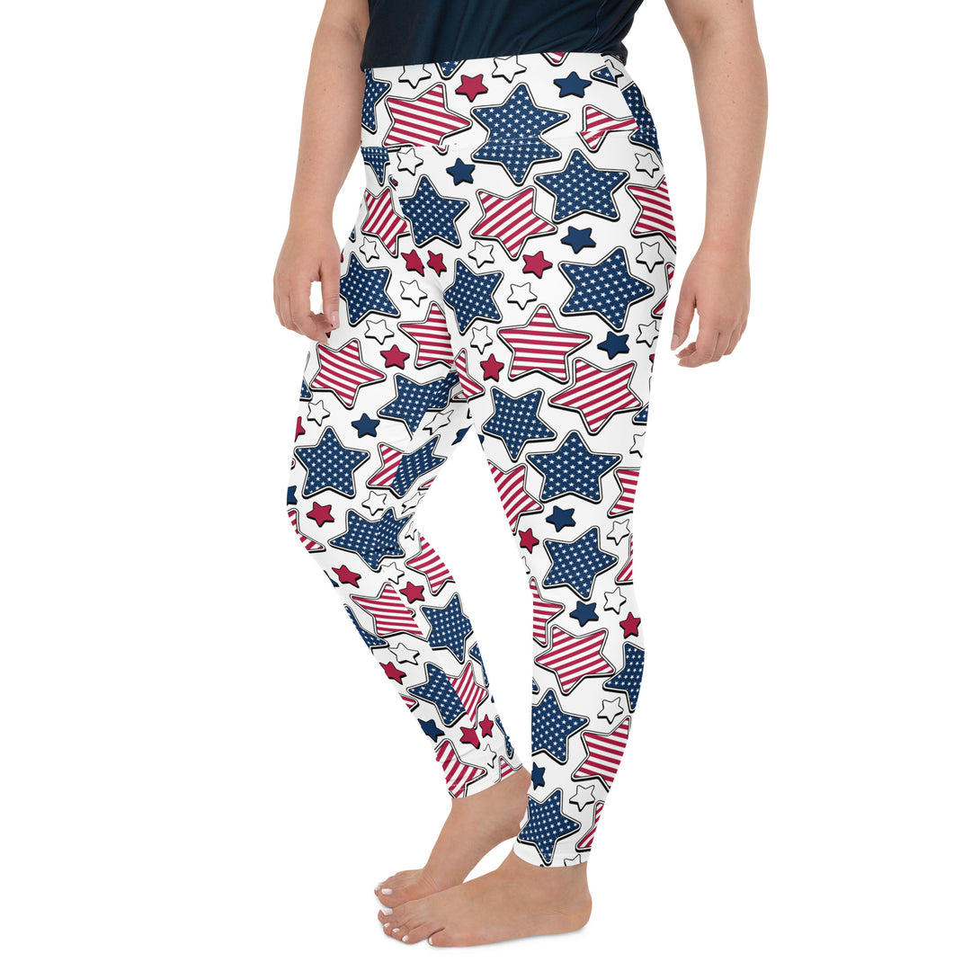 Liberty Stars Print Plus Size Leggings