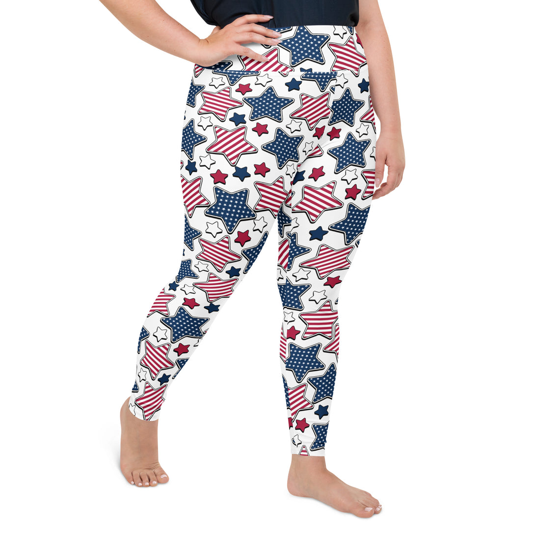 Liberty Stars Print Plus Size Leggings