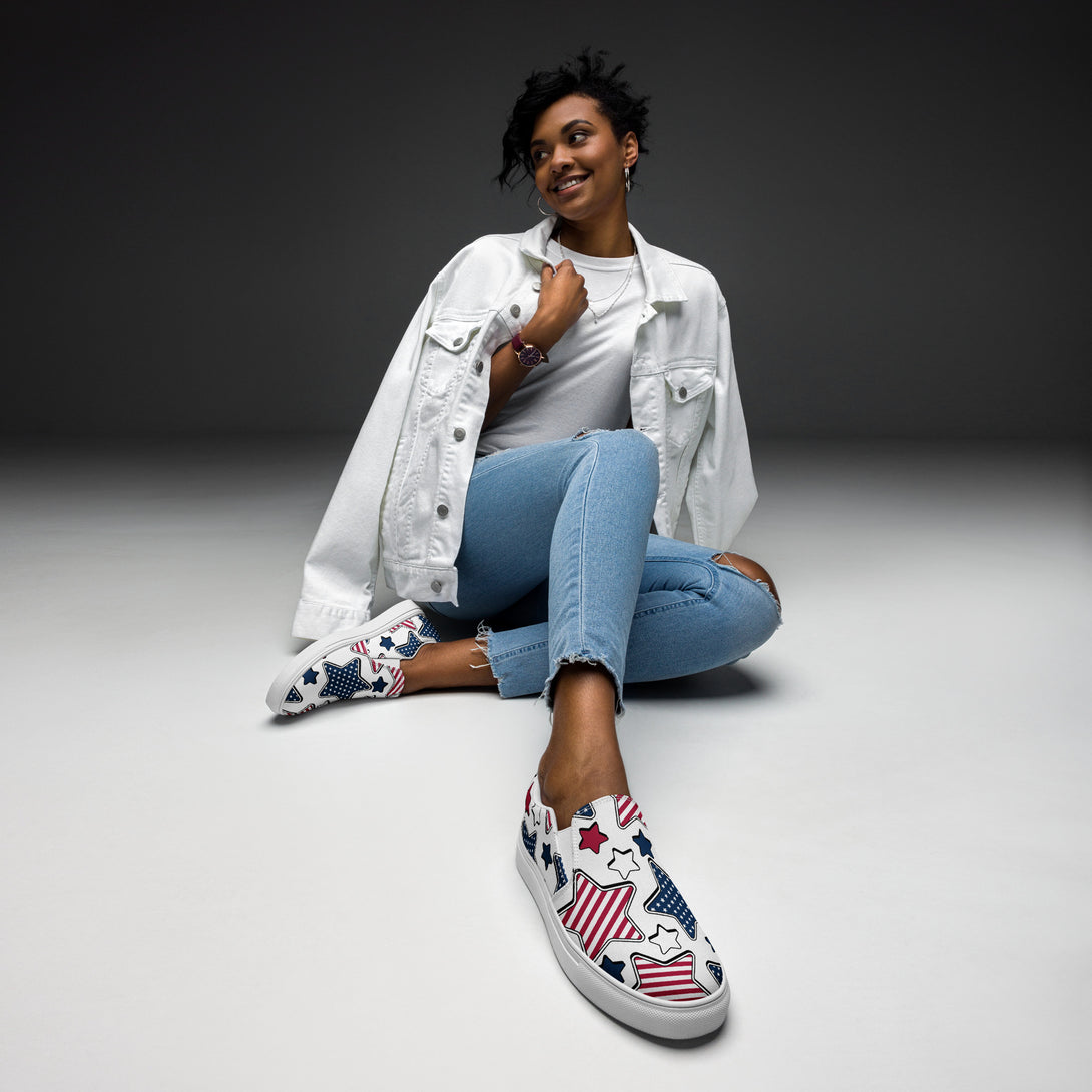 Liberty Stars Print Slip-On Canvas Shoes