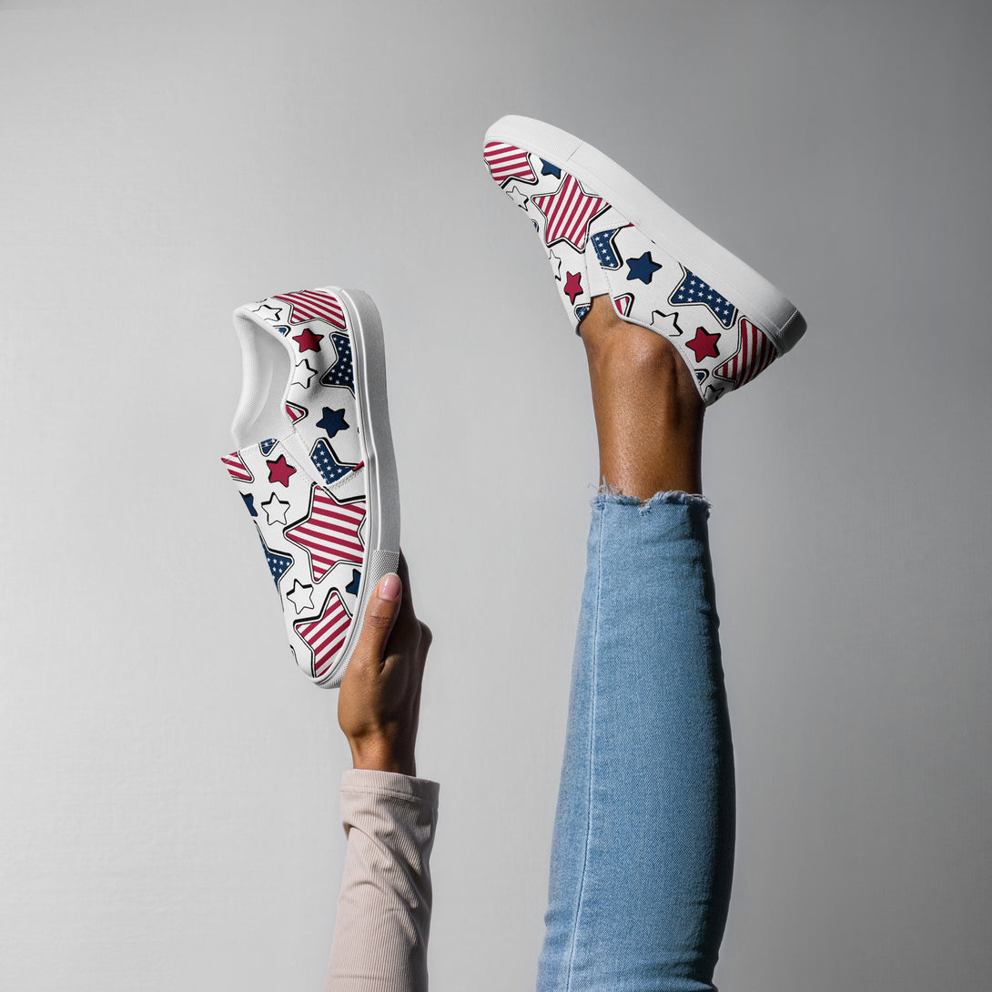 Liberty Stars Print Slip-On Canvas Shoes