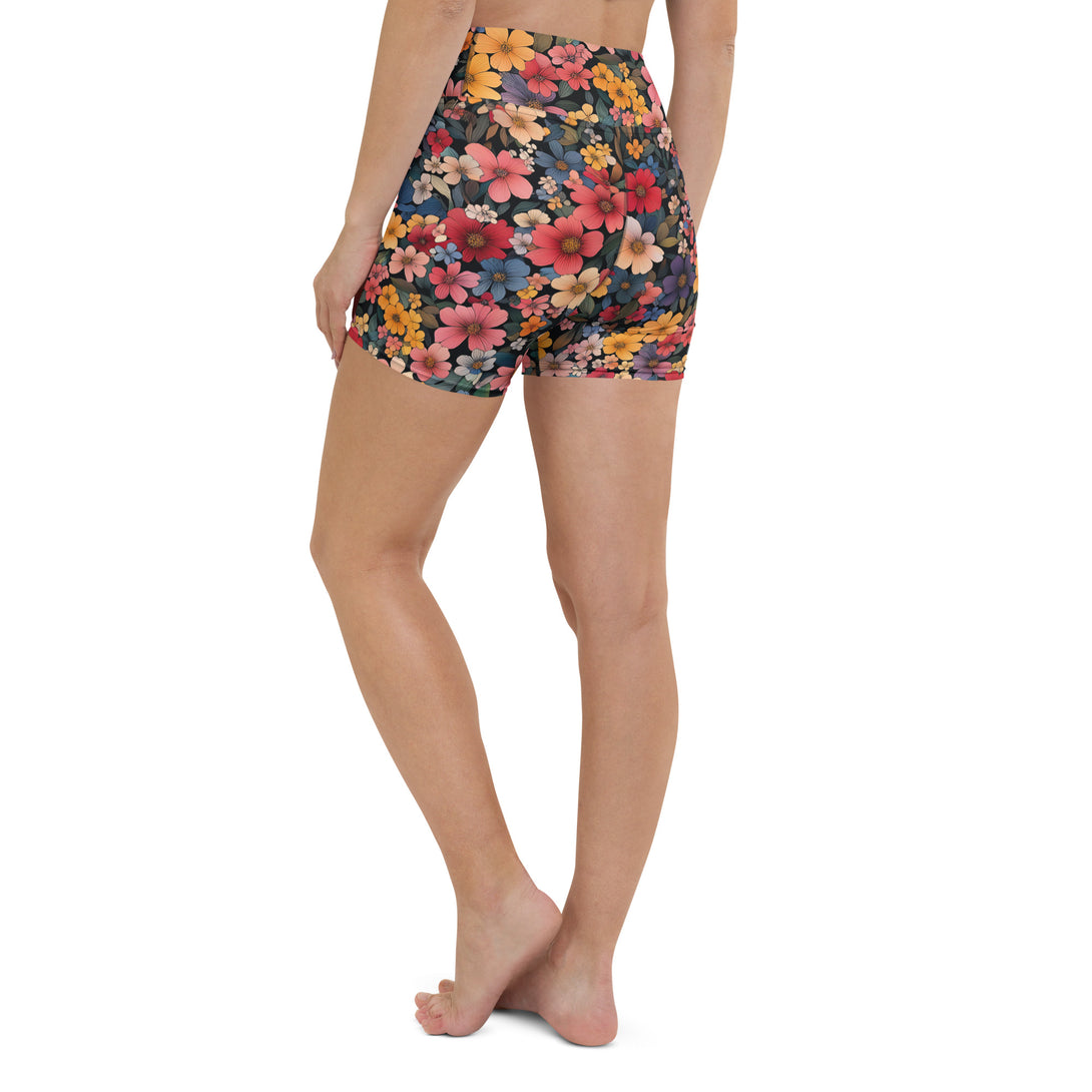 Midnight Bloom Floral Yoga Shorts