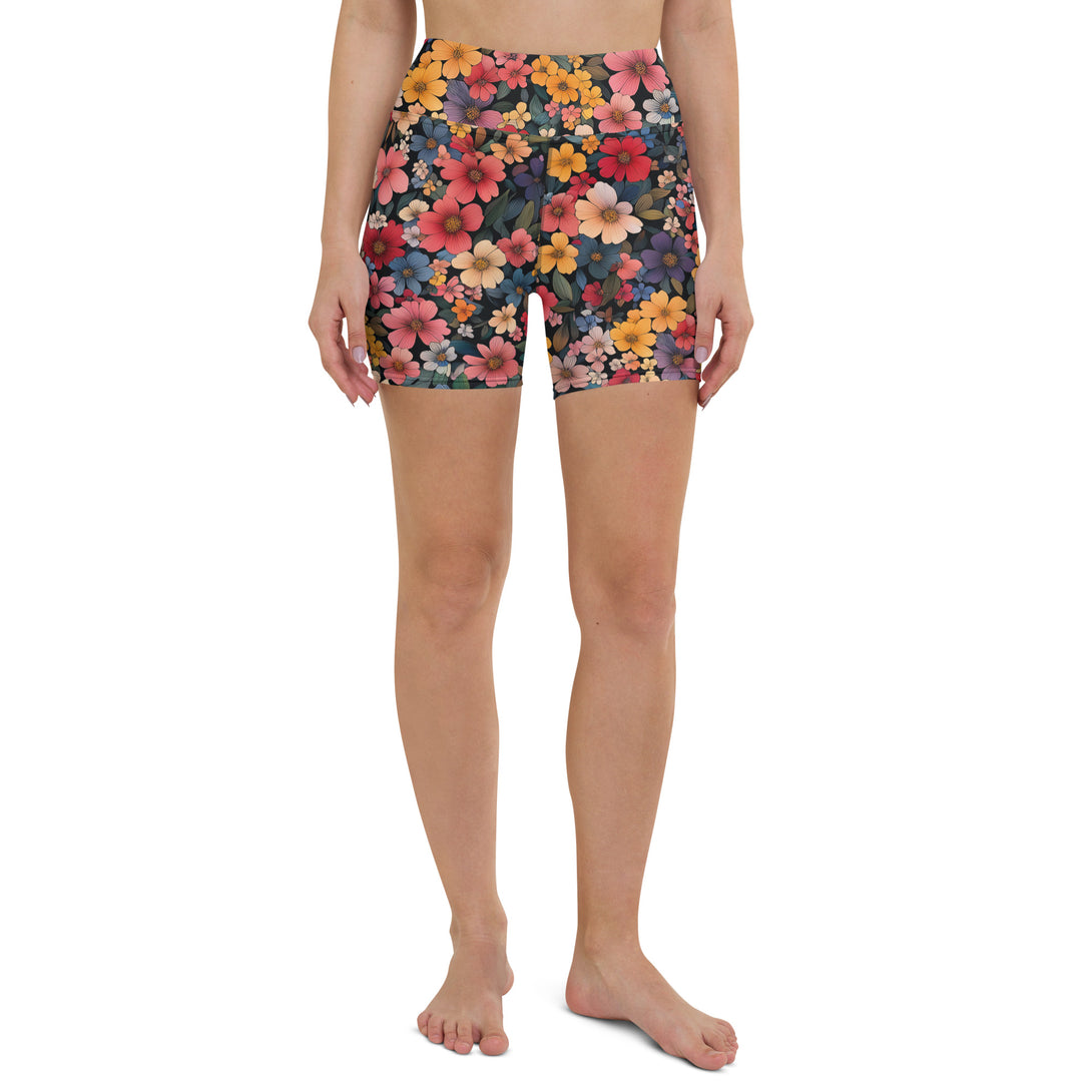 Midnight Bloom Floral Yoga Shorts