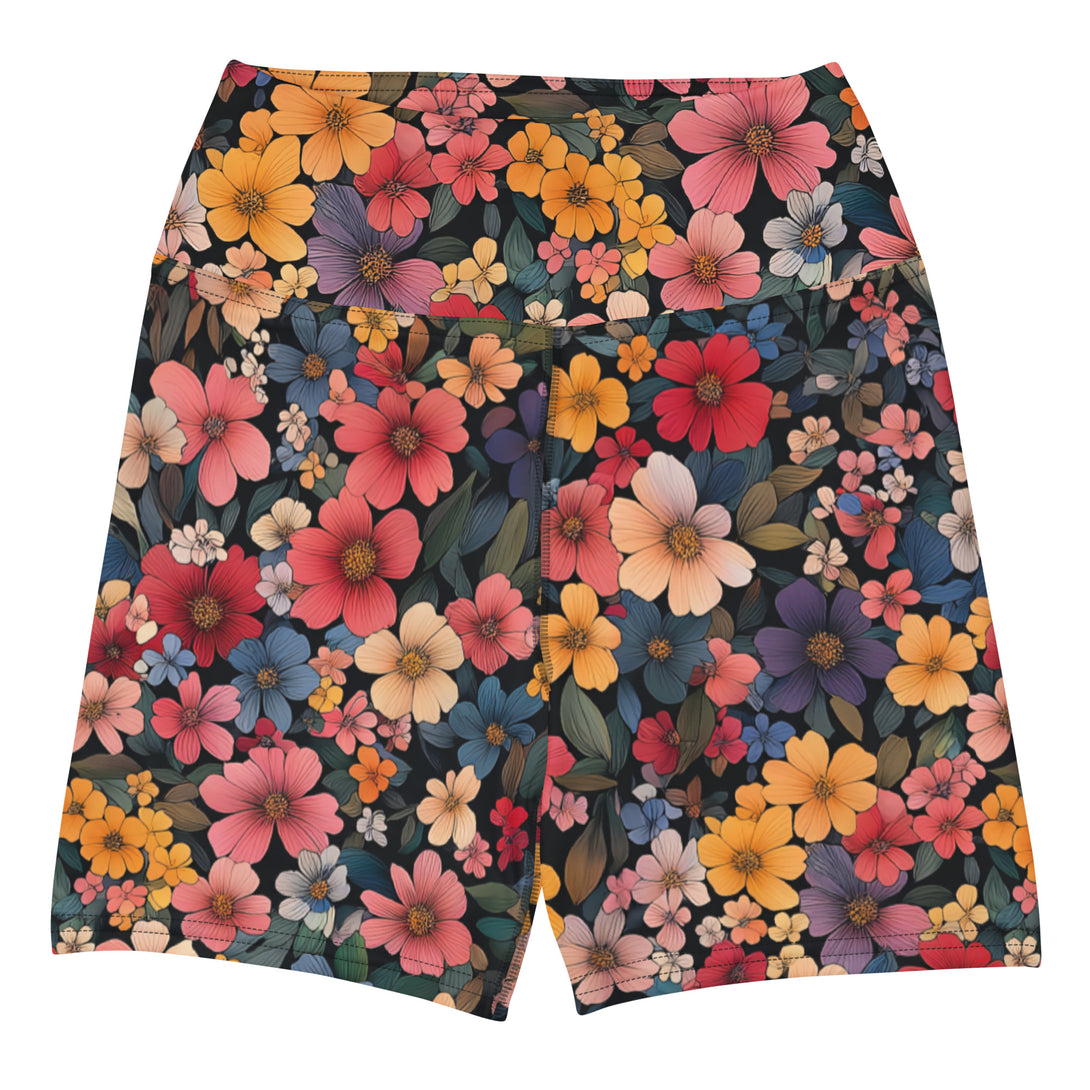 Midnight Bloom Floral Yoga Shorts