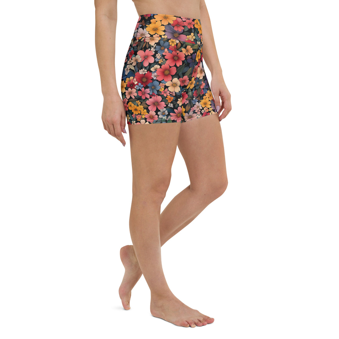 Midnight Bloom Floral Yoga Shorts