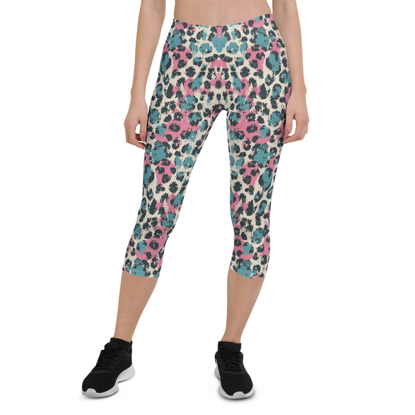 Pastel Panther Camouflage Capri Leggings