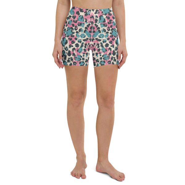 Pastel Panther Camouflage Yoga Shorts