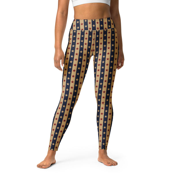 Patriot Pop Star Pattern Yoga Leggings