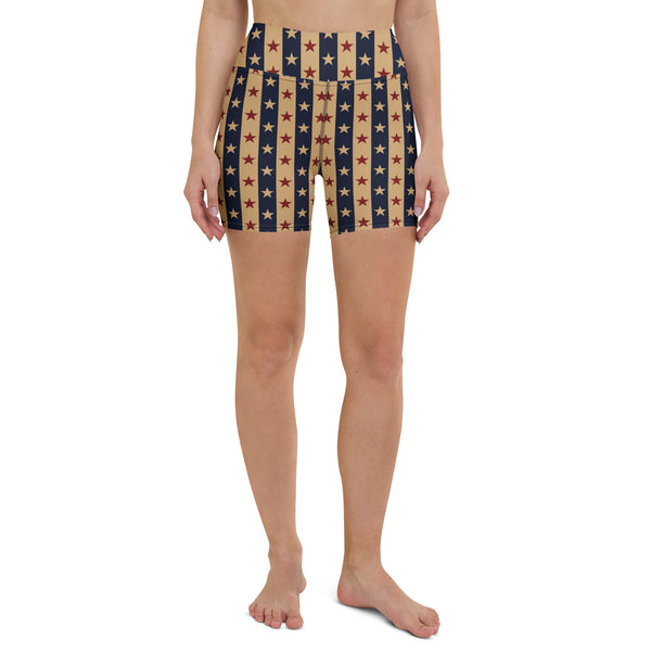 Patriot Pop Star Pattern Yoga Shorts