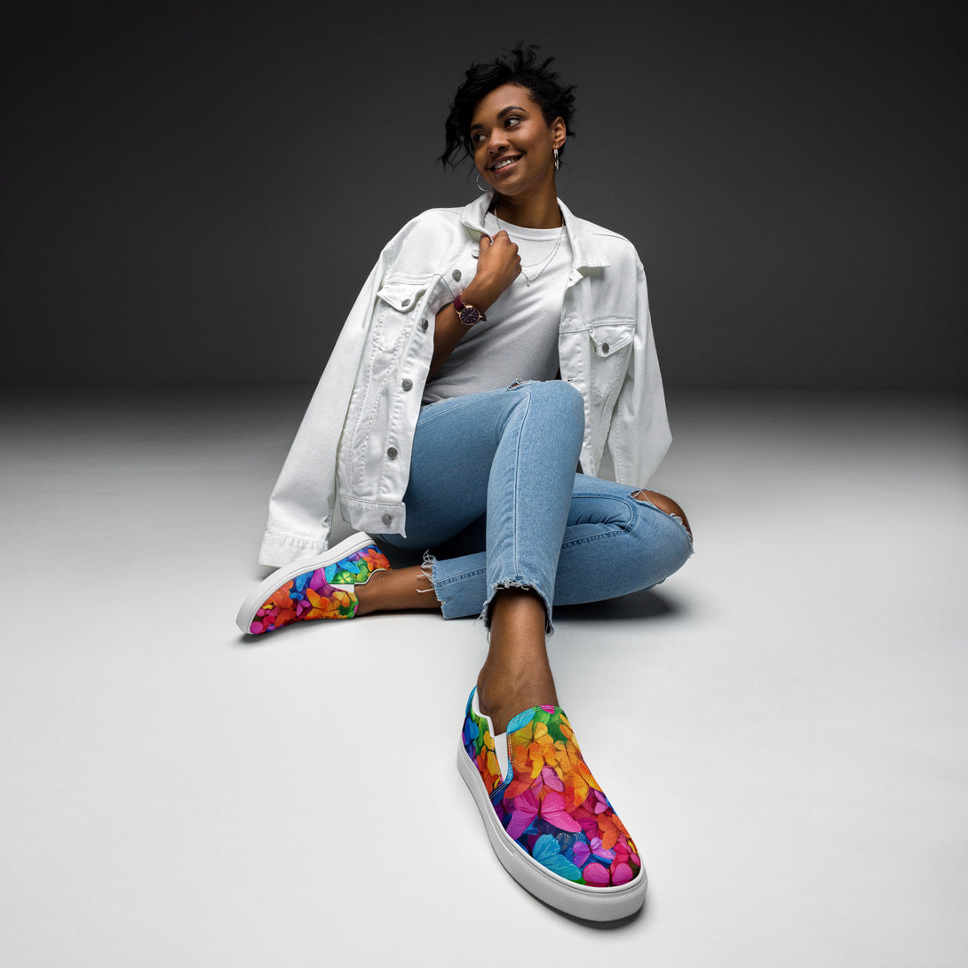 Radiant Flutter Butterfly Slip-On Canvas Shoes in color by Dripova