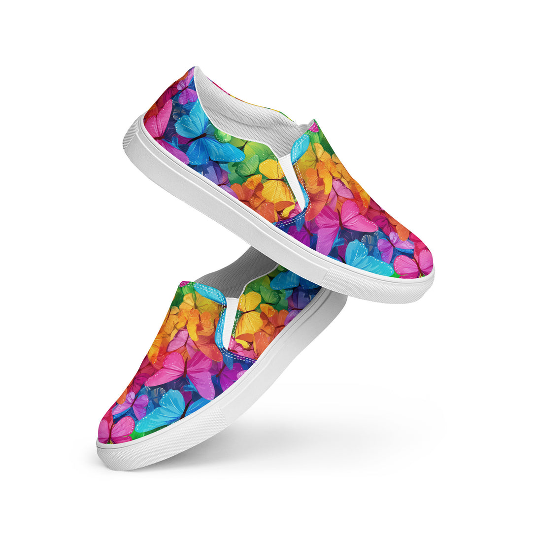 Radiant Flutter Butterfly Slip-On Canvas Shoes in Multicolor color by Dripova