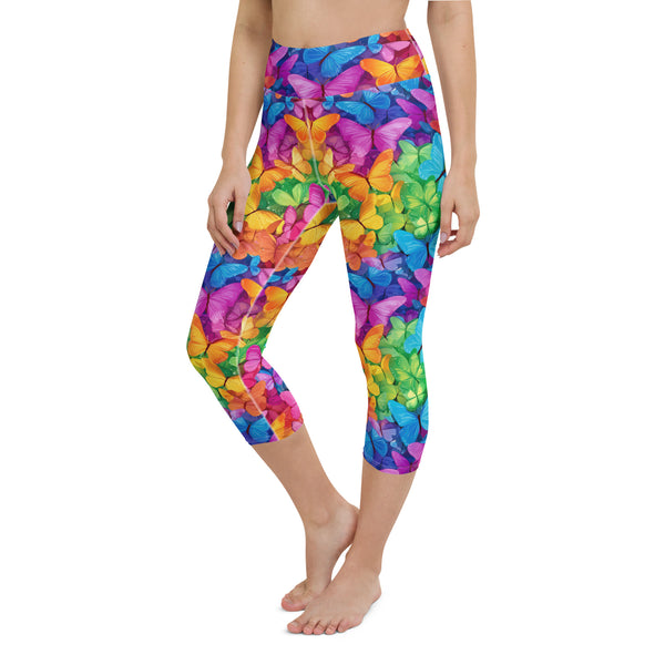 Radiant Flutter Butterfly Yoga Capri Leggings in color by Dripova